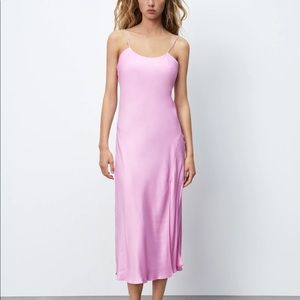 Satin Effect Slip Dress in Pink
